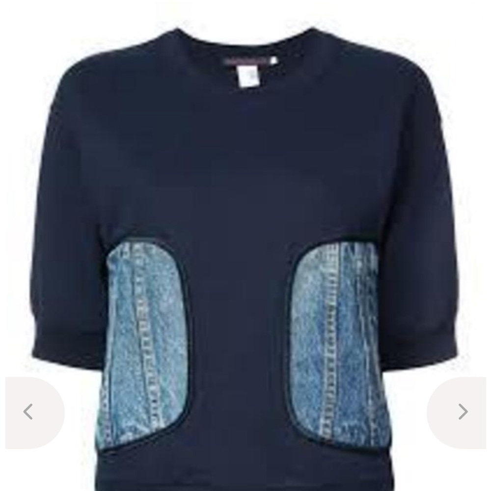 Navy and Denim Women's Sweatshirt